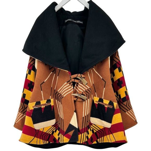 Lindsey Thornburg Jackets & Blazers - Lindsey Thornburg x Pendleton Brown Native American Print Wool Cape Cloak Coat